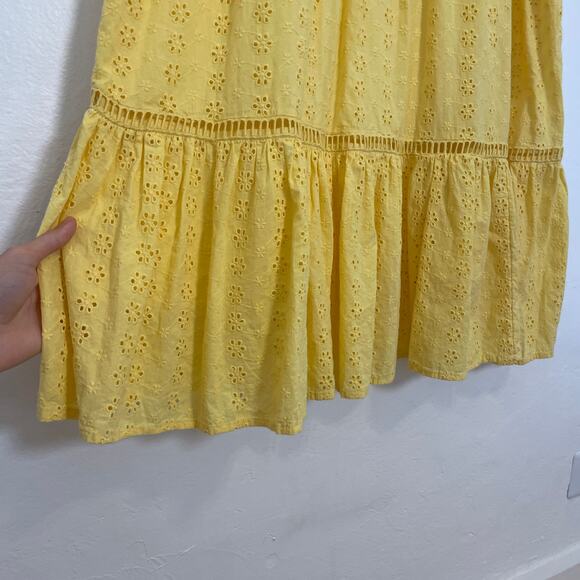 Vintage Yellow Eyelet Cotton Tiered Midi Sundress - Picture 5 of 8
